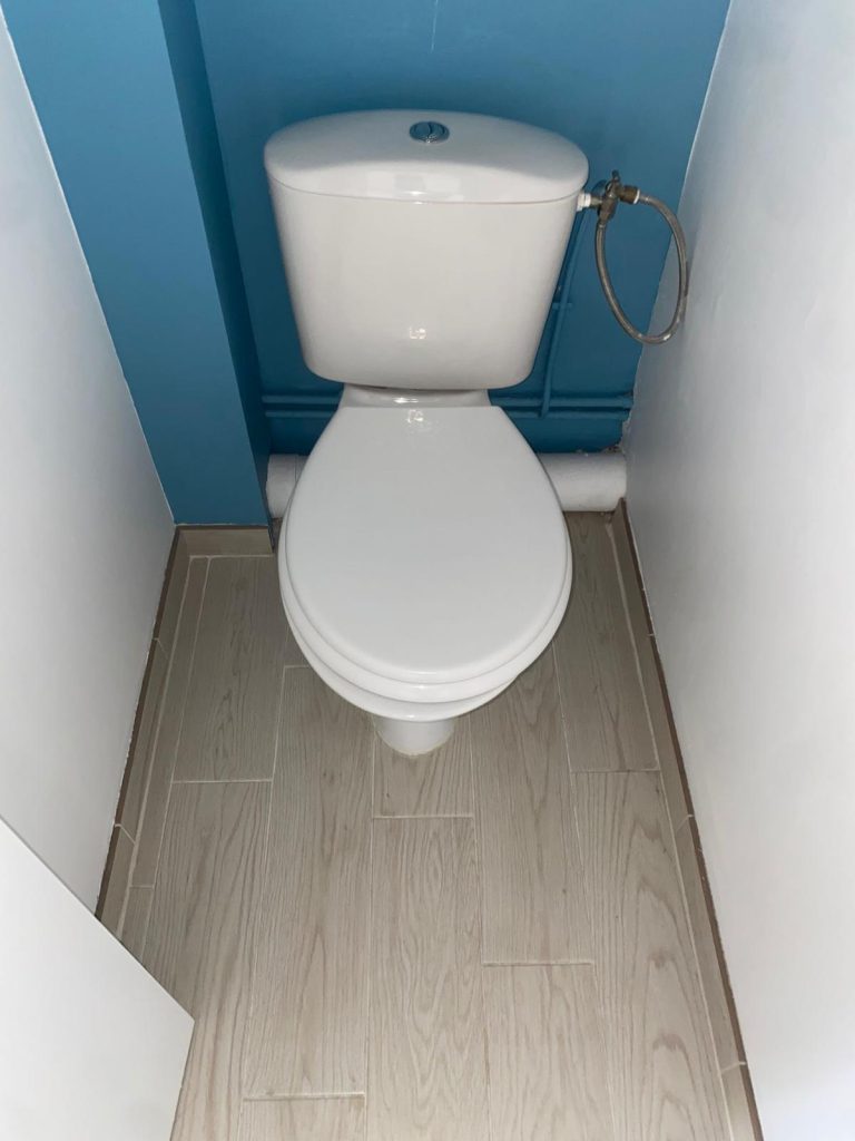 Toilette sur sol en bois